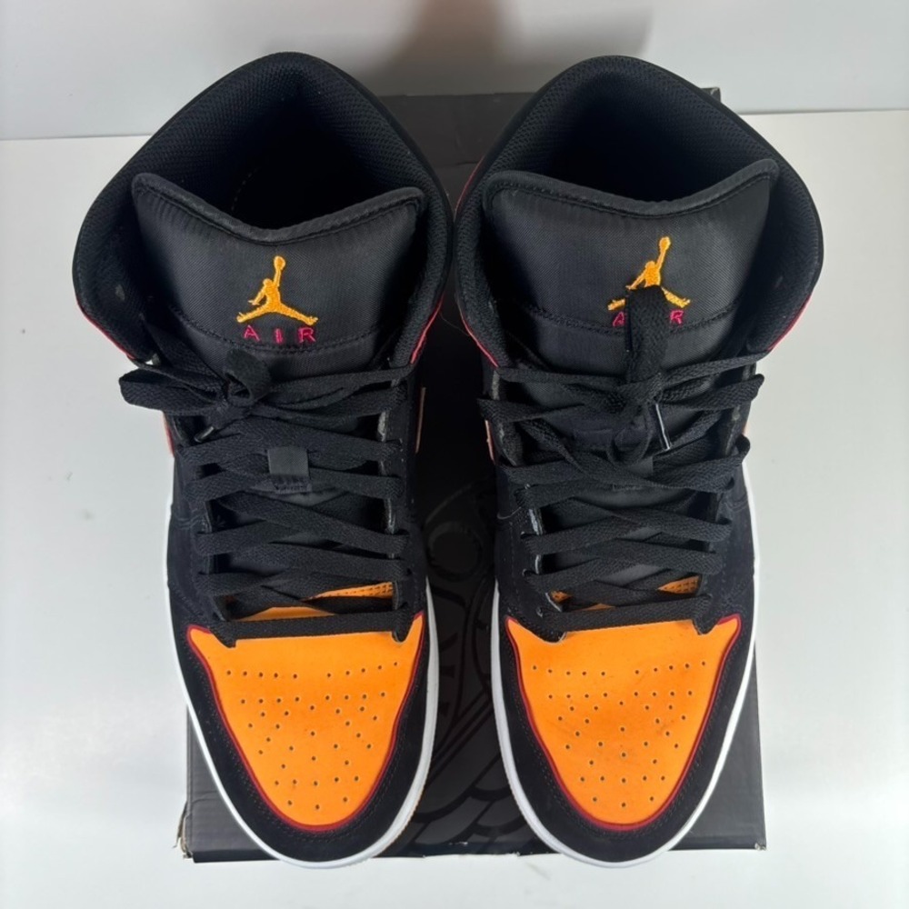 Nike Air Jordan 1 Mid SE Fat Tongue Men's US 13 Black/Vivid Orange FJ4923-008 - Picture 8 of 16
